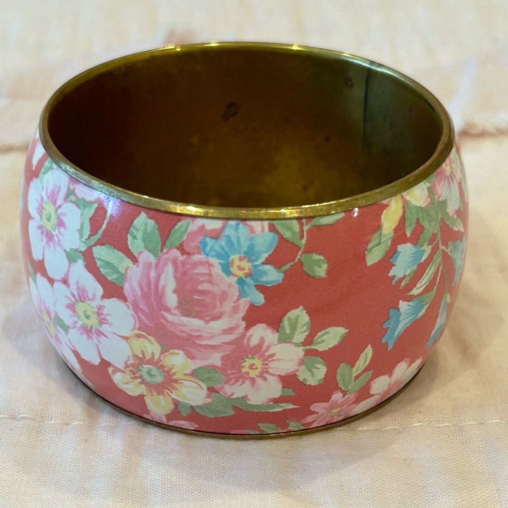 Floral Thick Bangle Bracelet